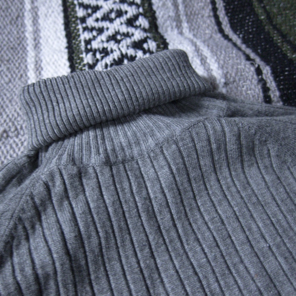 Zara TURTLENECK SWEATER, RIBBED BLUE GRAY KNIT TOP